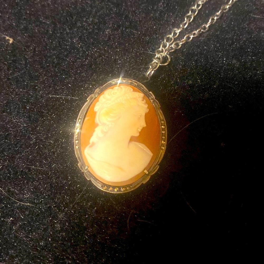 Sterling Silver (800) Vintage Cameo brooch or pendant for necklace
